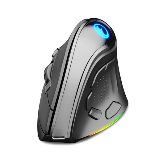IFYOO 2.4G and BT 5.1 Dual Mode RGB Rechargeable Wireless Vertical Ergonomic Mouse, 5 Side Buttons, Max 8400 DPI, for PC Computer Notebook Laptop, for Windows 11 10, Mac iPad OS, Android - Black