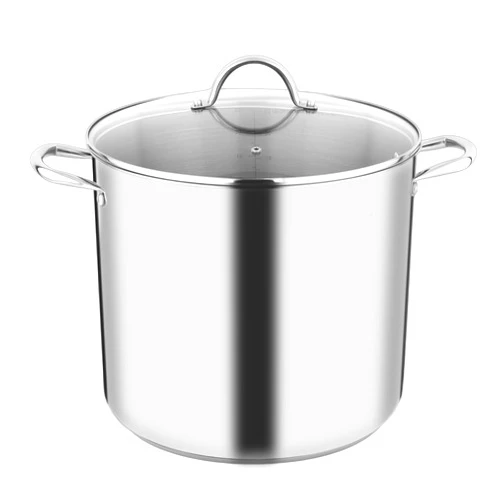 GreatChef Stock Pot Stainless Steel 24 Quart with Tempered Glass Lid for Cooking Riveted Handle, Heavy Duty Vessel,Induction Compatible All Cooktops in Use, Dishwasher & Oven Safe