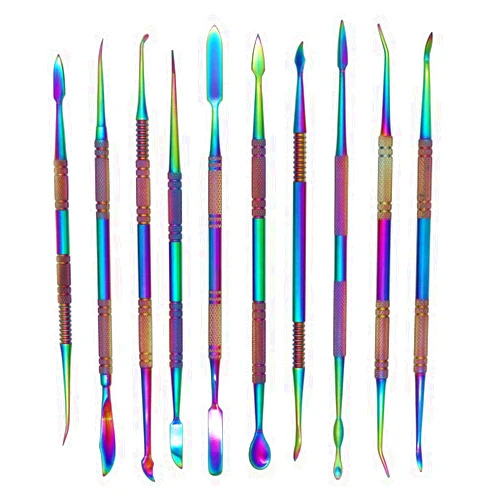 SKMZ 10Pack Large Size Stainless Steel Wax Carvers Tool Set Spatula Double Ended Rainbow Kit for production wax figures clay sculptures and pottery handmade artworks