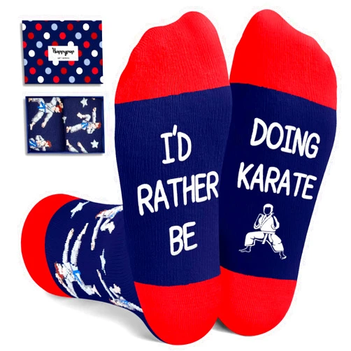 HAPPYPOP Karate Gifts for Boys Kids - Jiu Jitsu Gifts, Funny Karate Socks for 7-9 Year Old Kids