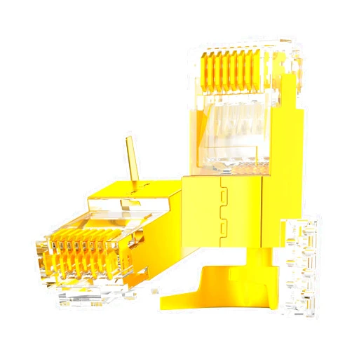 AMPCOM Shielded Ethernet RJ45 Connector 2-Piece Set STP 8P8C 50u Gold Plated Modular Plug for CAT7 CAT6A - 10 Pack