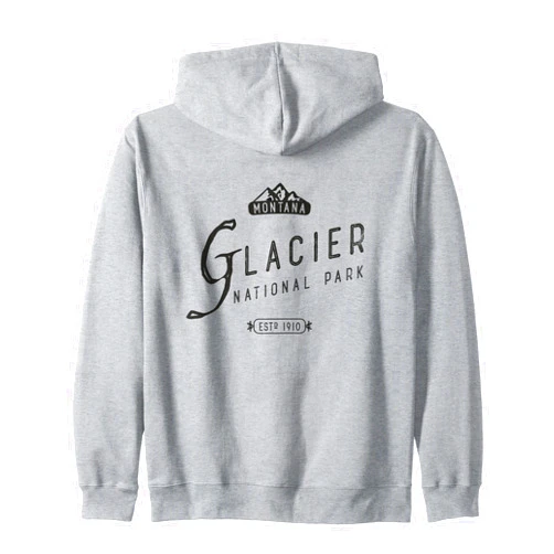 Glacier Fly Fishing Glacier National Park Mountain Hiker Camper Montana Fishing Zip Hoodie