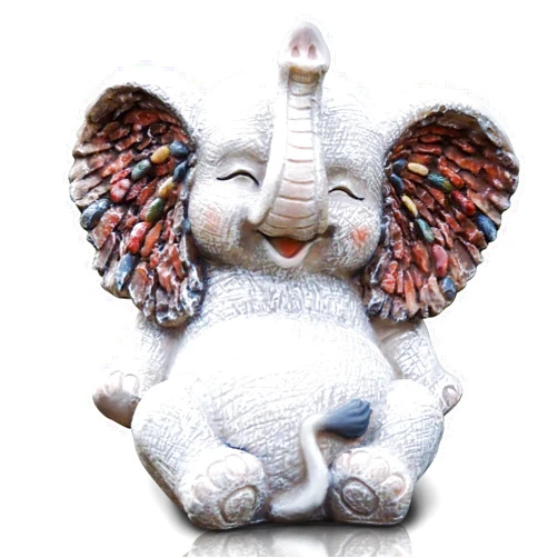 Kunkeinson Elephant Decor, Indoor Outdoor Decors, Art Decoration in Home Patio Lawn Yard Garden Bedroom Living Room, Cute Fairy Sculptures Ornament for Women Mom Grandma Gift for Day (L)
