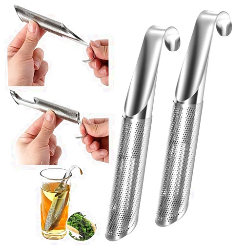 PUSKIU Stainless Steel Tea Diffuser, 2024 Upgrade Tea Artifact Creative Pipe Stainless Steel Tea Infuser with Hanging Hook Handle Fine Holes Tea Interval Diffuser or Loose Tea Leaf Coffee