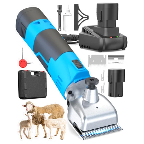 oneisall Cordless Sheep Shears,Professional Sheep Clippers with 2 Batteries,Detachable Stainless Steel Blade Heavy Duty Sheep Grooming Kit for Thick Coats