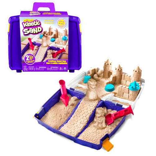 Kinetic Sand, Folding Sand Box with 2lbs Play Sand, 7 Molds & Tools, Sensory Toys for Kids Ages 3 and up