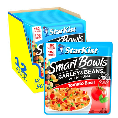 StarKist Smart Bowls Tomato Basil, 4.5 oz Pouch (Pack of 12) - Features Barley & Beans with Wild Caught Light Tuna