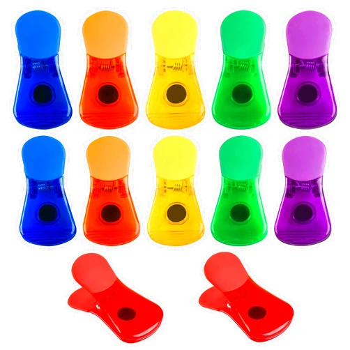 Ninth Five Bag Clips, 12 Pack Food Chip Snack Bag Sealing Clips, Color Refrigerator Magnet Clips Air-Tight Clips for Home Kitchen Storage