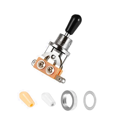 TintJungle 3 Way Short Straight Guitar Toggle Switch Pickup Selector with Tip Knob Caps Compatible with Gibson Toggle Les Paul Electric Guitars(Chrome Tip)