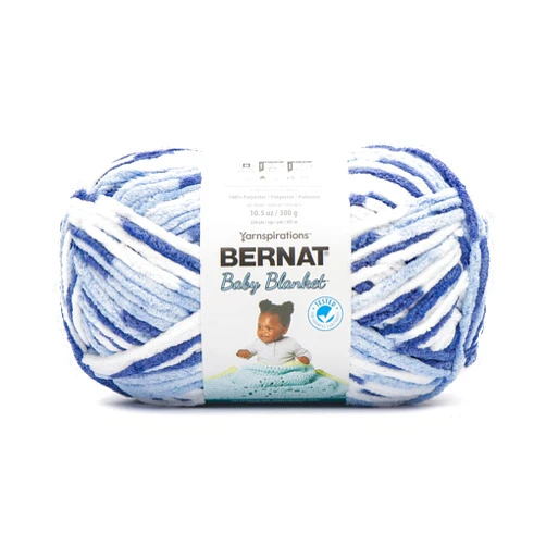 Bernat Baby Blanket Yarn, 10.5oz, Gauge 6 Super Bulky - Blue Dreams - Single Ball Machine Wash & Dry (16110404134), Big Ball