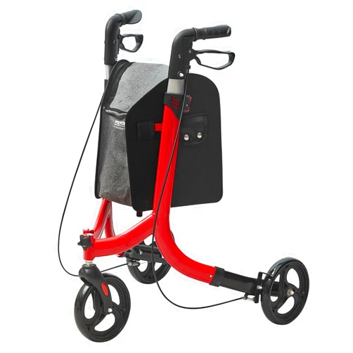 VEVOR 3 Wheels Rollator Walker for Seniors, Lightweight Aluminum Foldable Rolling Walker with Adjustable Handle, Outdoor Trio Mobility Walker with Large Wheels & Spacious Storage Bag, 260LBS Capacity
