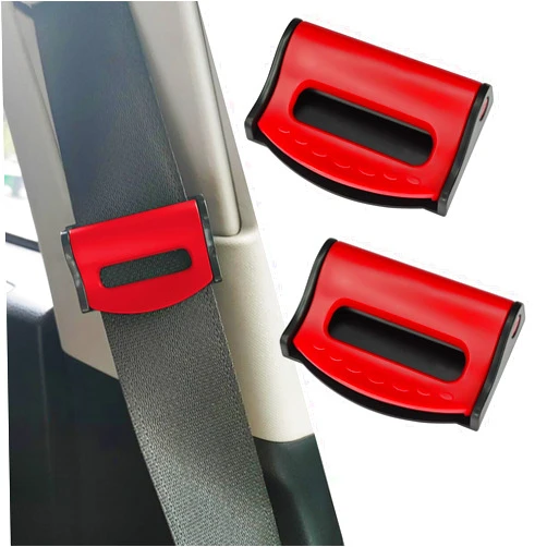MLAHUIER 2PCS Car Seat Belt Clip, Universal Car Seatbelt Adjuster for Adults/Kids, Comfort Shoulder Neck Protector Strap Positioner Locking Clip, Car Interior Accessories for Most Vehicles(Red)