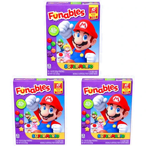 Funables Fruit Snacks, Super Mario Shaped Fruit Flavored Snacks, 0.8 ounce Pouches (Pack of 30)
