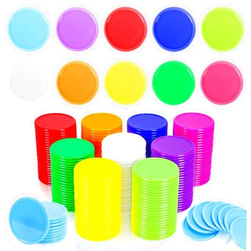 Wpxmer 250 PCS Poker Card Game Chips, 37mm Plastic Poker Chips Bulk, Learning Counters Disks Chip for Math Counting, 10 Colors