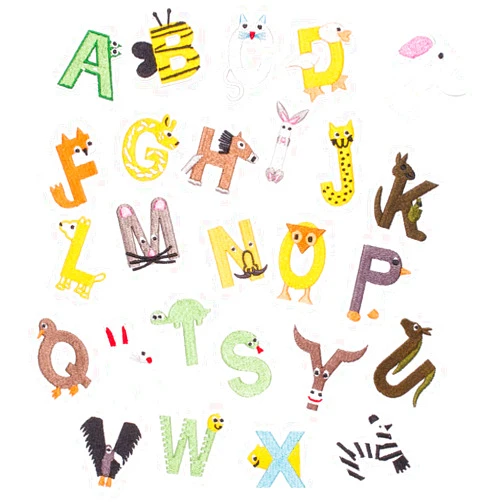 U-Sky Iron on Alphabet Patches, 26pcs Cute Animal Design A to Z Letter Iron-on Patch for Kids Clothing, Sew-on Appliques for Backpacks/Jeans/Clothes to Cover Logo/Rip (Design#1)