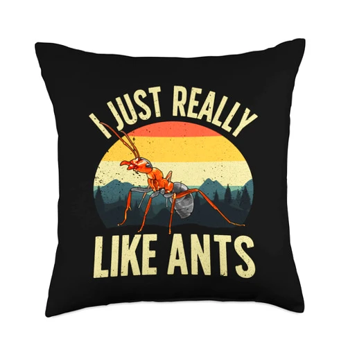 Best Ant Gift Ant Insect Lover Accessories & Stuff Funny Themed Design for Men Women Kids Insect Ant Lovers Throw Pillow, 18x18, Multicolor