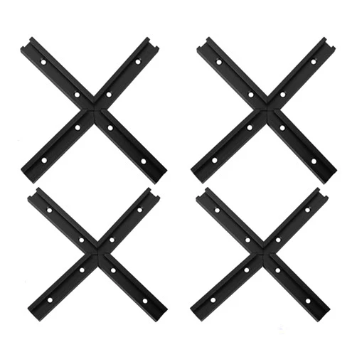 SeekLiny 4Set T-Track Intersection kit Black for Woodworking, Universal Aluminum T Tracks Tool Accessories