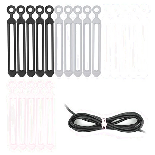 CUNFON [20Park] Silicone Cable Ties, Reusable Cable Management Organizer, Multipurpose Elastic Cord Organizer for Fastening Cable Cords Wires/Travel/Office/Home Desk (4 Colors)