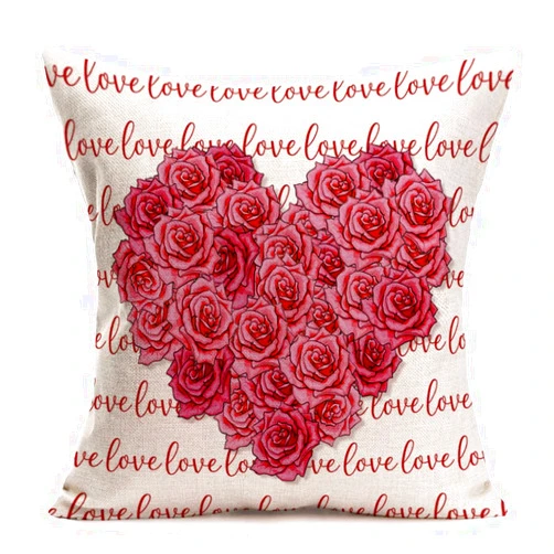 MEHOTOP Valentines Pillow Covers 18x18 Inch Valentines Day Throw Pillow Cover Roses Flower Red Pink Farmhouse Pillowcase Love Pillows Decorative Pillow Protector Cushion Case for Sofa Couch Room Bed