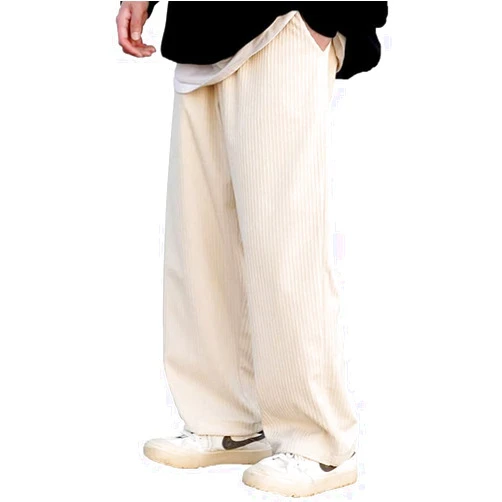 Aelfric Eden Mens Corduroy Vintage Cargo Sweatpants Long Solid Elastic Waist Casual Pants Hip Hop Wide Leg Streetwear Pants