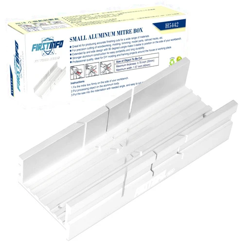 FIRSTINFO TOOLS FIT YOUR NEEDS FIRSTINFO H5442 Metal Small Aluminum Miter Box 5.5 Inch Small Tiny Mitre Box for Manual Saw for Hand Saw 3 Cutting Angles
