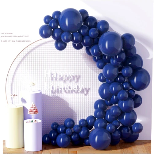 DECOCKRAT 130PCS Navy Blue Balloons, Latex Balloons Different Sizes 18/12/10/5 Inch, Helium Balloons with Ribbon, Party Balloon Set for Birthday Wedding Graduation Anniversary Baby Shower Decoration