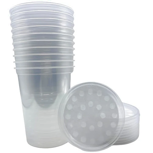 Snout and Shell 32 oz Deli Cup and Fabric Vented Insect Feeder lids by Snout & Shell - Pack of 10 Cups and lids