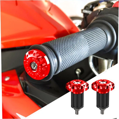 Lecctso 2PCS Universal Motorcycle Bar End Plug, Aluminum Alloy Handlebar Grip End Caps, 7/8