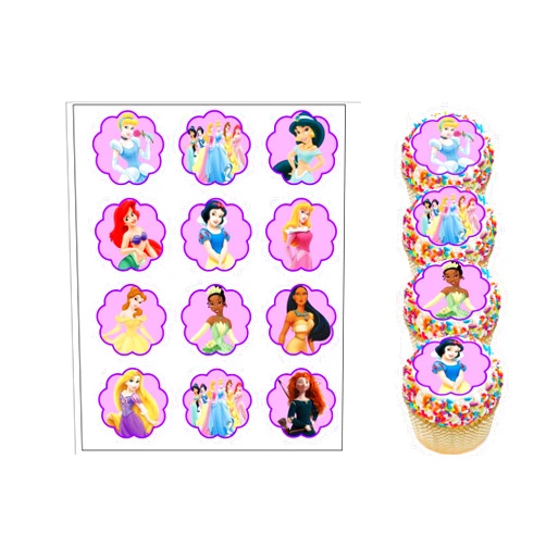 My Smart Choice 12 Edible Disney Princess Cupcake toppers - cake decorations for cupcakes or muffins, Multi