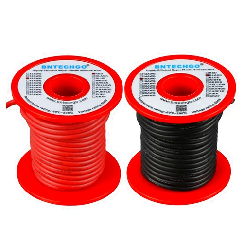 BNTECHGO 16 Gauge Silicone Wire Spool red and Black Each 50ft Flexible 16 AWG Stranded Tinned Copper Wire