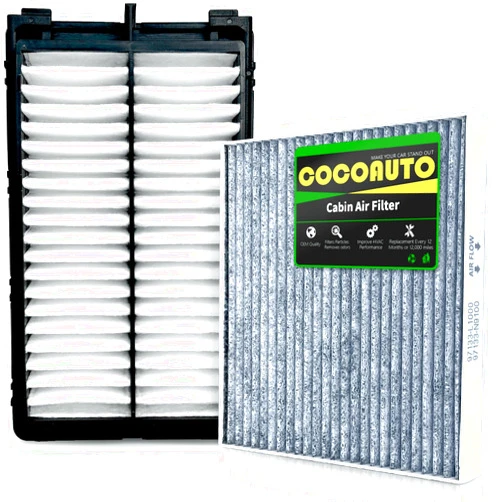 COCOAUTO Cabin Engine Air Filter Kit for Tucson 2.5L (2022-2025), Santa Fe Sorento (2021-2025), Sonata (2020-2025), Sportage Santa Cruz 2023+, K5 1.6L 2.5L, 28113L1000 & 97133L1000, Not For Hybrid