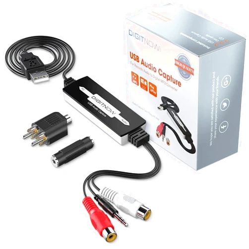 DIGITNOW USB Audio Capture Card Grabber for Vinyl Cassette Tapes to Digital MP3 Converter, Support Mac & Windows 10/8.1/8 / 7 / Vista/XP