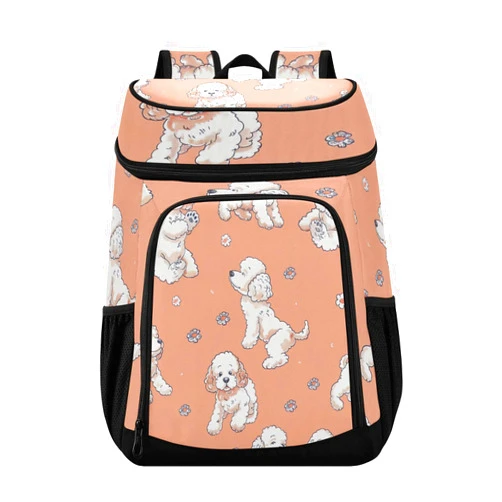 SDMKA 28L Cooler Backpack for Men Women - Cute White Dog Leakproof Cooler Bag Insulated Portable Backpack Coolers for Picnic Hiking Camping Beach