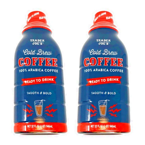 TJ's Trader Joes Cold Brew Coffee 100% Arabica Ready To Drink - Pack of 2 Bottles - 32 fl oz per Bottle