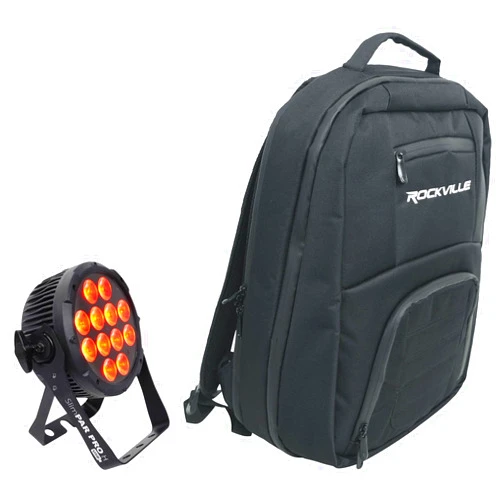 Audiosavings Bundle: Chauvet DJ SlimPar Pro H USB D-Fi RGBAW+UV LED Par Can Wash Light Fixture Bundle With Rockville DJBP24 Rugged DJ Compact Backpack with 11 Compartments/Fits 17