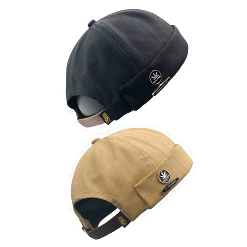 jerague Brimless Hats Adjustable Leather Buckle Street Casual Docker Beanie Skull Caps