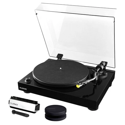 Fluance RT80 Classic High Fidelity Vinyl Turntable Record Player featuring Audio Technica AT91, Belt Drive, Built-in Preamp with Record Weight and 3 in 1 Stylus and Record Cleaning Vinyl Accessory Kit