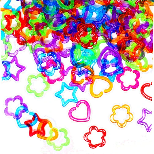 Tribello Rainbow Plastic Chain Links for Kids - Transparent Colored Geo Links - 144 pcs Linking Geometric Shapes for DIY Kids Learning Toys, Color Sorting, Shape Recognition for Classroom, Preschool
