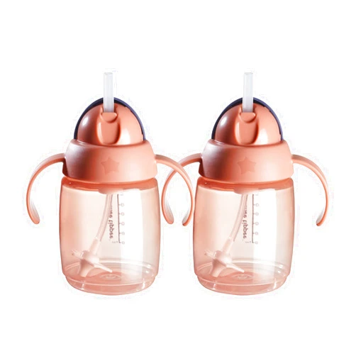 Tommee Tippee Superstar Weighted Straw Cup, 6m+, 10oz, Pack of 2 Spill-Proof Training Cups for Toddlers, Pink, Leak and Shake-Proof, Easy-Hold Handles and BPA Free