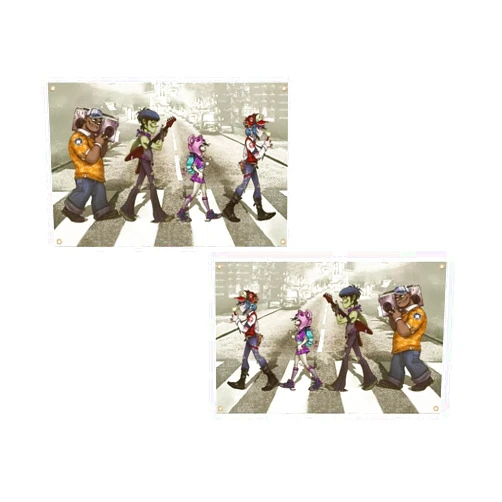 AOMF Gorillaz Poster Flag 160D Heavy duty Music Album Art Tapestry 5x3Ft HD Double Print for Room College Dorm Indoor and Outdoor Decor