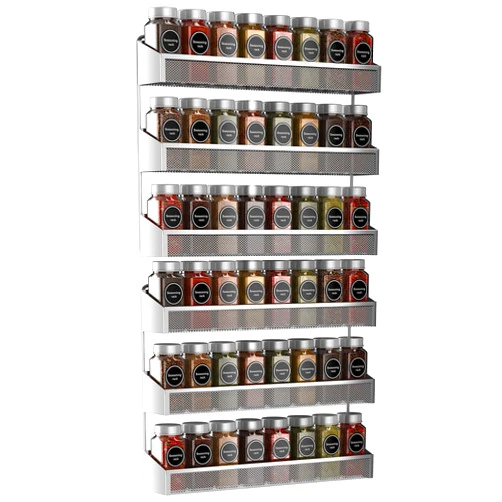 Auledio 2 Pack Spice Rack Organizer, 3 Tier Counter-top Stand or Wall Mounted Storage Rack Hanging Shelf for Kitchen Cabinet, Cupboard, Pantry Door or Bathroom Shower Cosmetic - Chrome
