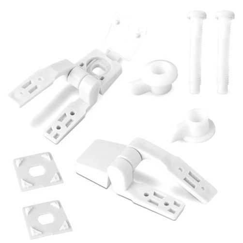 KALIONE White Plastic Toilet Seat Hinge Replacement Toilet Seat Hinge Toilet Seat Hardware Universal Toilet Seat Bracket with Bolts Screw and Nuts, Toilet Seats Lids Hardware