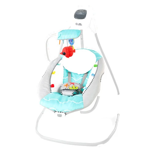 Baby Einstein Ocean Explorers Musical Compact, Lightweight Baby Swing, 6-Speed Multi-Direction, Vibrations, Music, Sounds, 0-9 Months - Grey