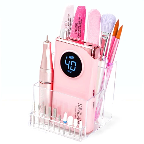 Saviland Nail Drill Holder: Nail Organizers and Storage Nail Tool Organizer Nail desk Organizer for Nail Tech Supplies 10 Holes Nail Bit Holder Easy to Clean Nail Salon Table Home Use