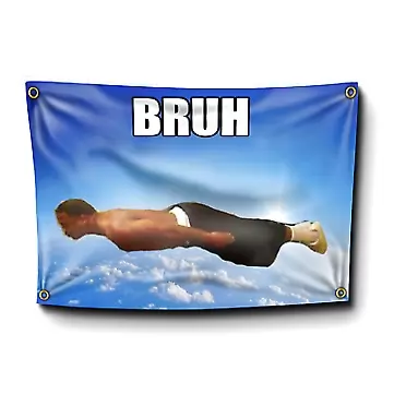 Banger Flags Banger - Bruh Flying Midget Man Funny Wall Flag Meme Tapestry 3x5 Feet College Dorm Banner Bruh Flag With Guy Flying
