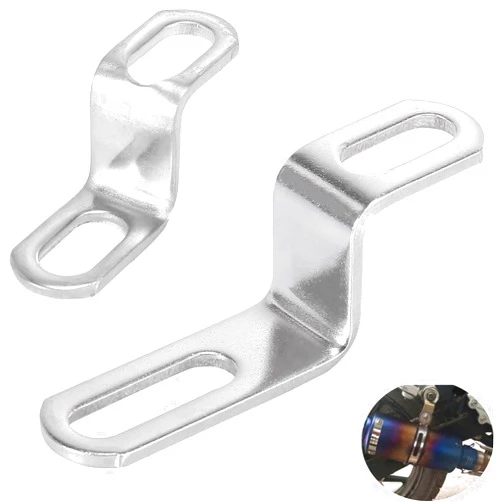 YehVeh 2 Pack Motorcycle Exhaust Muffler Pipe Bracket Hanger Mount Connector Z Support Stand Joint for Motorbike Silencer Exhaust Pipes Mounting Clamp Fasten Clip Round Band (Long + Short)