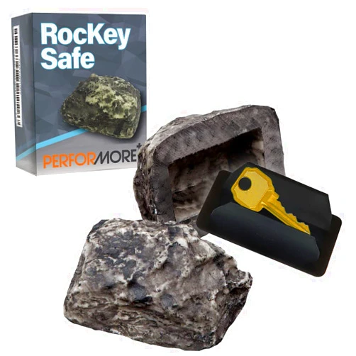 Performore Hide A Key in a Real Looking Rock/Stone, Holds Standard Sized Spare Keys by Rockey Safe, Fits in with your Landscaping and Yard, Resistant to Outdoor Elements