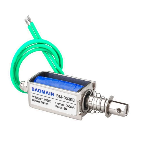 Baomain Solenoid Electromagnet BM-0530B DC 12V 1A 10mm 5N PushPull