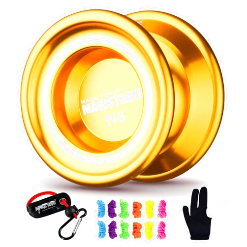 MAGICYOYO Unresponsive Yoyo N6 Professional Alloy Yoyo Non-Responsive Yoyo with Yoyo Holster + 12 Strings+ Yoyo Glove Gift (Golden)