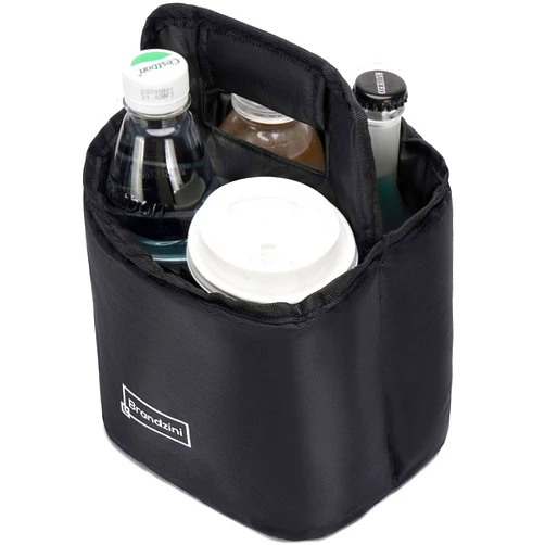Brandzini Reusable Insulated Cup Carrier, Lightweight Padded and Foldable Drink Holder with Detachable dividers (Fits Maximum 2 Large Size Coffee Due to Wide Lid Size)